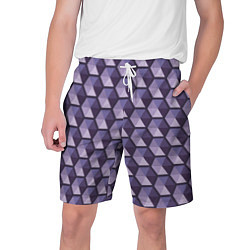 Шорты на шнурке мужские Фиолетовые шестиугольники, цвет: 3D-принт
