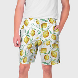 Шорты на шнурке мужские Лимоны Нарисованные Акварелью, цвет: 3D-принт