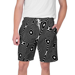 Шорты на шнурке мужские Чёрно-белая стилизованная поверхность воды Wave pa, цвет: 3D-принт