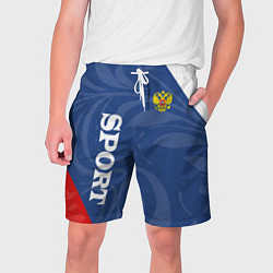 Шорты на шнурке мужские СПРТИВНАЯ РОССИЯ - ФЛАГ - ГЕРБ, цвет: 3D-принт