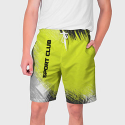 Шорты на шнурке мужские Sports club gray green pattern, цвет: 3D-принт