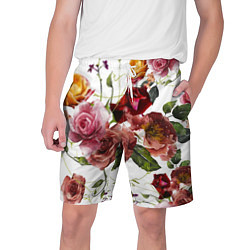 Шорты на шнурке мужские Цветы Нарисованные Красные и Розовые Розы, цвет: 3D-принт