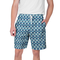 Шорты на шнурке мужские Сине-белый геометрический икат узор, цвет: 3D-принт