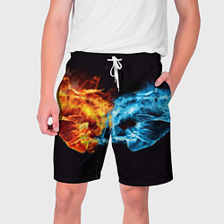 Шорты на шнурке мужские Вода и огонь - два кулака Brofist, цвет: 3D-принт