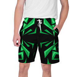 Мужские шорты Фигуры зеленого цвета на черном фоне geometry