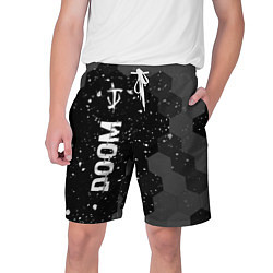 Мужские шорты Doom glitch на темном фоне: по-вертикали