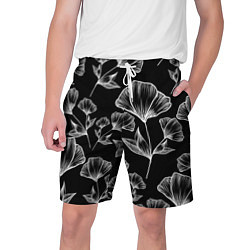 Шорты на шнурке мужские Графичные цветы на черном фоне, цвет: 3D-принт