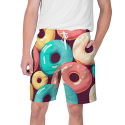 Шорты на шнурке мужские Пончики и только пончики, цвет: 3D-принт