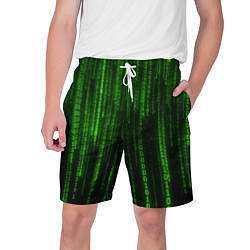 Шорты на шнурке мужские Двоичный код зеленый, цвет: 3D-принт