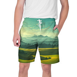 Шорты на шнурке мужские Зелёная долина, пейзаж, цвет: 3D-принт