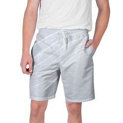 Шорты на шнурке мужские Серый фон и белые линии, цвет: 3D-принт