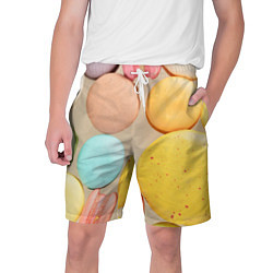 Шорты на шнурке мужские Разноцветные пирожные Макарон, цвет: 3D-принт