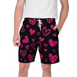 Шорты на шнурке мужские Розовые сердца, цвет: 3D-принт