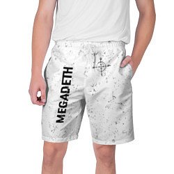 Мужские шорты Megadeth glitch на светлом фоне: надпись, символ