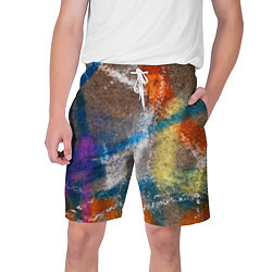 Шорты на шнурке мужские Рисунок цветными мелками на асфальте, цвет: 3D-принт