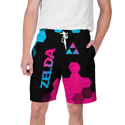Мужские шорты Zelda - neon gradient: надпись, символ