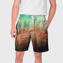 Шорты на шнурке мужские Светло-зелёное небо, деревья и множество красок, цвет: 3D-принт