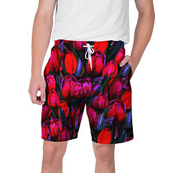 Шорты на шнурке мужские Тюльпаны - поле красных цветов, цвет: 3D-принт
