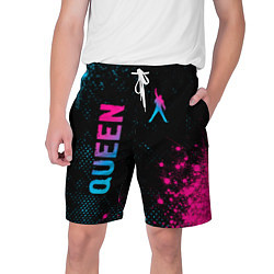 Мужские шорты Queen - neon gradient: надпись, символ