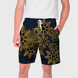 Шорты на шнурке мужские Золотые снежинки, цвет: 3D-принт