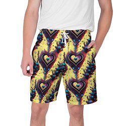 Шорты на шнурке мужские Паттерн яркие сердца, цвет: 3D-принт