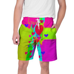 Шорты на шнурке мужские Love сердечки, цвет: 3D-принт