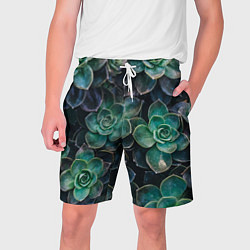 Шорты на шнурке мужские Паттерн из множество зелёных цветов, цвет: 3D-принт