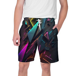 Шорты на шнурке мужские Неоновые абстрактные полигоны, цвет: 3D-принт