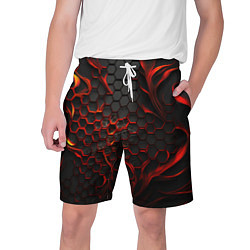 Шорты на шнурке мужские Объемные огненные плитки, цвет: 3D-принт