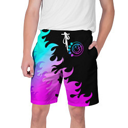 Шорты на шнурке мужские Blink 182 неоновый огонь, цвет: 3D-принт