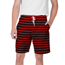 Шорты на шнурке мужские Темно-красные полосы, цвет: 3D-принт