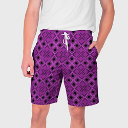 Шорты на шнурке мужские Геометрический узор в пурпурных и лиловых тонах, цвет: 3D-принт