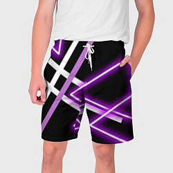 Шорты на шнурке мужские Фиолетовые полоски с неоном, цвет: 3D-принт