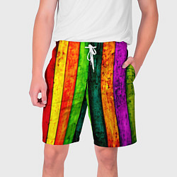Шорты на шнурке мужские Цветной забор, цвет: 3D-принт