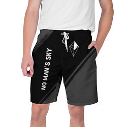 Шорты на шнурке мужские No Mans Sky glitch на темном фоне: надпись, символ, цвет: 3D-принт