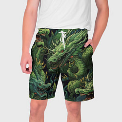 Шорты на шнурке мужские Зеленые драконы: арт нейросети, цвет: 3D-принт