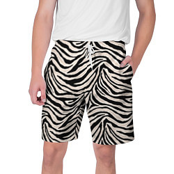 Шорты на шнурке мужские Полосатая шкура зебры, белого тигра, цвет: 3D-принт