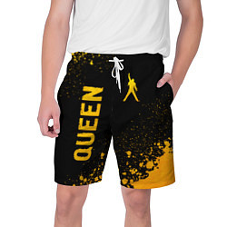 Шорты на шнурке мужские Queen - gold gradient: надпись, символ, цвет: 3D-принт