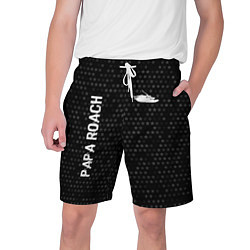 Шорты на шнурке мужские Papa Roach glitch на темном фоне: надпись, символ, цвет: 3D-принт