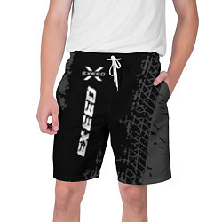 Шорты на шнурке мужские Exeed speed на темном фоне со следами шин: по-верт, цвет: 3D-принт