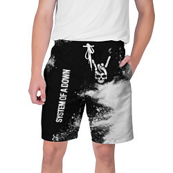 Мужские шорты System of a Down и рок символ на темном фоне