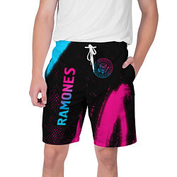 Мужские шорты Ramones - neon gradient: надпись, символ