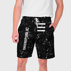 Шорты на шнурке мужские OneRepublic glitch на темном фоне: надпись, символ, цвет: 3D-принт