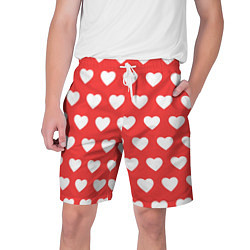 Шорты на шнурке мужские Сердечки на красном фоне, цвет: 3D-принт