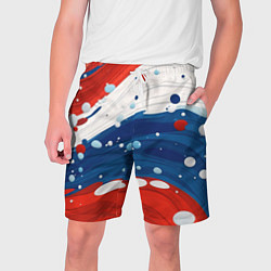 Шорты на шнурке мужские Брызги красок в цветах флага РФ, цвет: 3D-принт