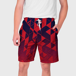 Шорты на шнурке мужские Сине-красный геометрия градиент, цвет: 3D-принт