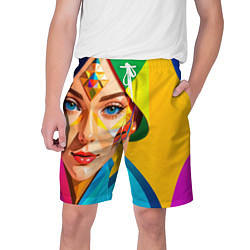Мужские шорты Девушка лицо с ромбическим орнаментом