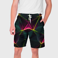 Шорты на шнурке мужские Треугольные светящиеся элементы, цвет: 3D-принт
