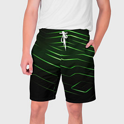 Шорты на шнурке мужские Green abstract dark background, цвет: 3D-принт