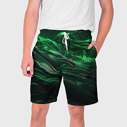 Шорты на шнурке мужские Зеленые абстрактные волны, цвет: 3D-принт